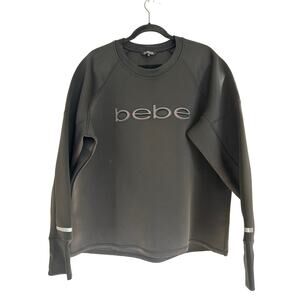 Bebe Sport Scuba Long Sleeve Reflective Stripe Crew Pullover Sweatshirt Black 3X